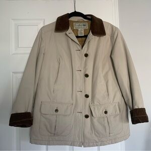 LL Bean Barn Jacket with corduroy trim and Thinsulate insulated lining